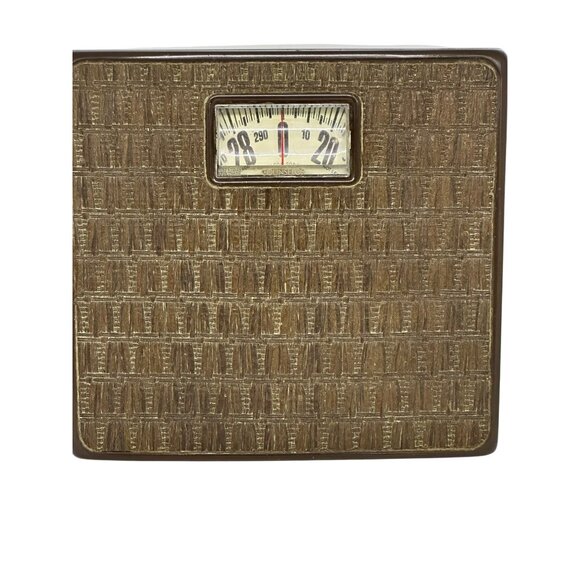 VTG Counselor Bathroom Scale 1960s Wicker Basket Weave Design MCM Retro 10"x9.5" - Picture 3 of 10